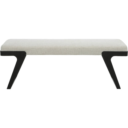 Hover Bench by Uttermost in white and black. Made from iron, mdf, foam, fabric in a modern style.