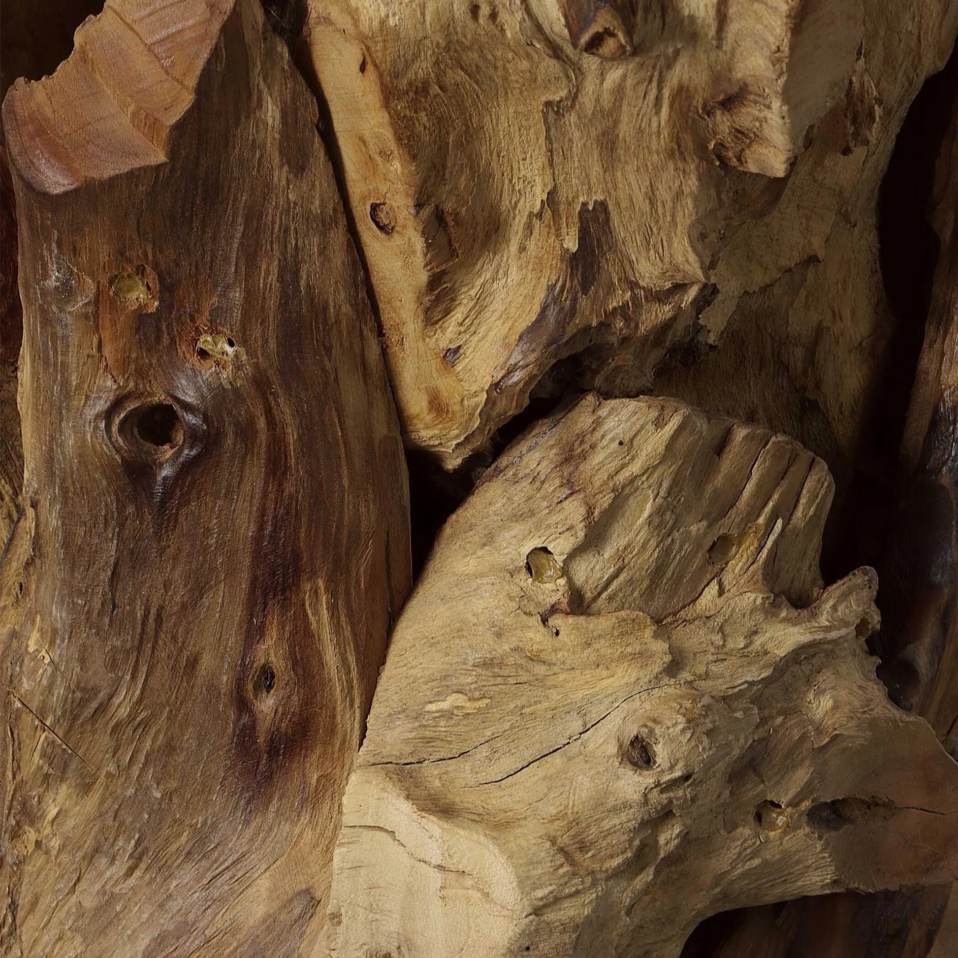 Driftwood Coffee Table by Uttermost. Made from teak root, glass in a rustic style.