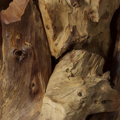 Driftwood Coffee Table by Uttermost. Made from teak root, glass in a rustic style.