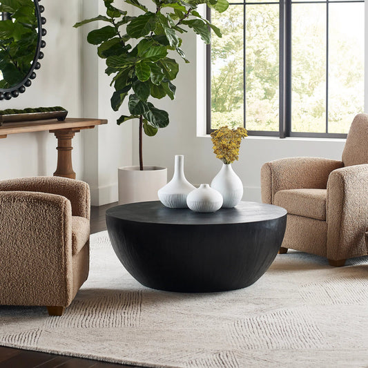 Lark Coffee Table by Uttermost in ebony. Made from title tsca vi with javawood, resin in a modern style.