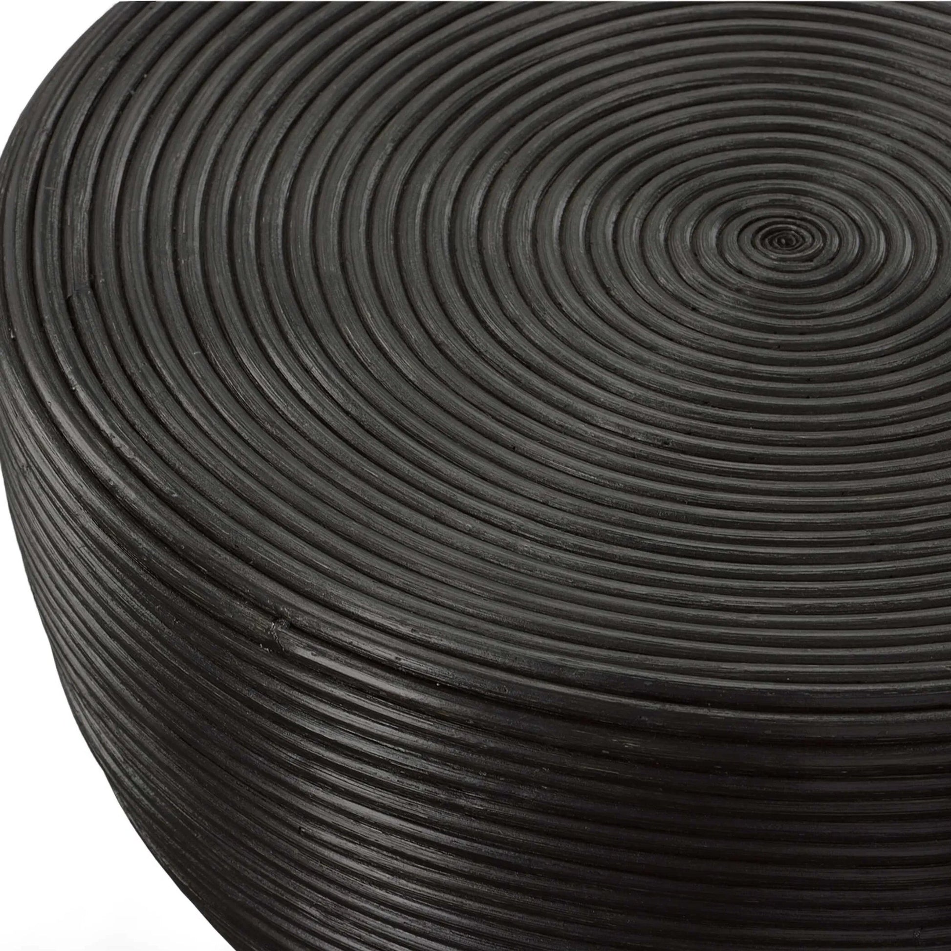 Bongo Side Table by Uttermost in black. Made from rattan in a modern style.