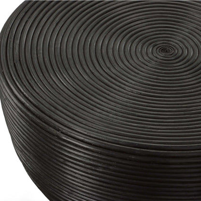 Bongo Side Table by Uttermost in black. Made from rattan in a modern style.