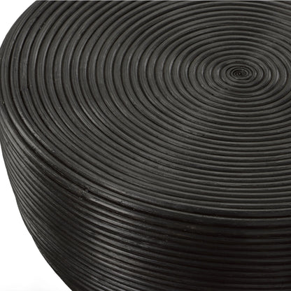 Bongo Side Table by Uttermost in black. Made from rattan in a modern style.