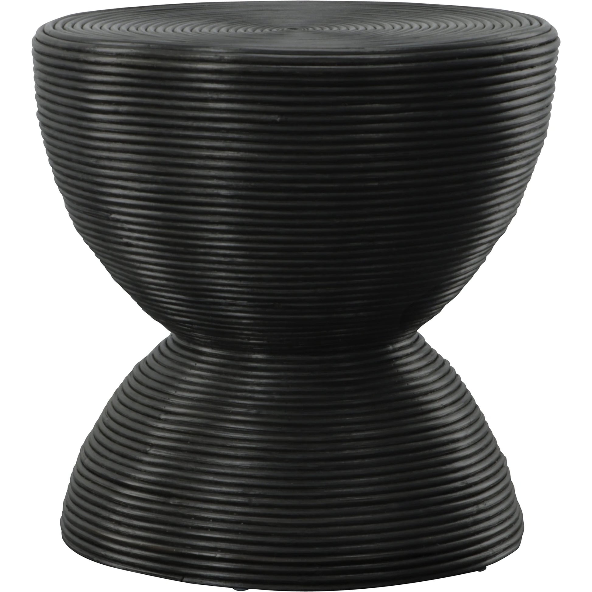 Bongo Side Table by Uttermost in black. Made from rattan in a modern style.