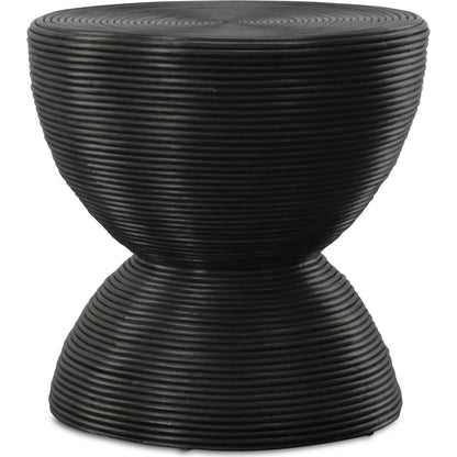 Bongo Side Table by Uttermost in black. Made from rattan in a modern style.