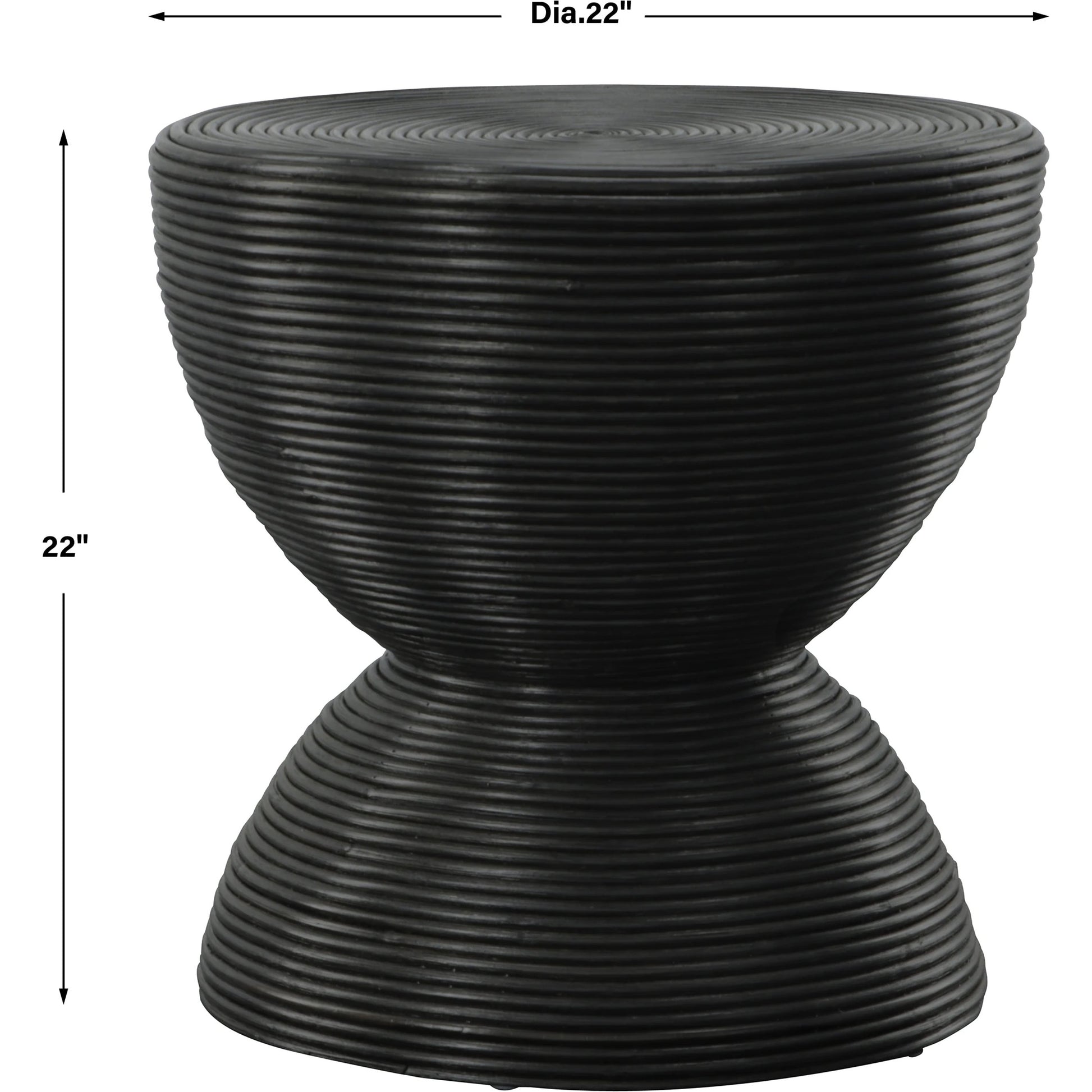 Bongo Side Table by Uttermost in black. Made from rattan in a modern style.