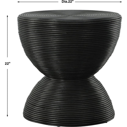 Bongo Side Table by Uttermost in black. Made from rattan in a modern style.
