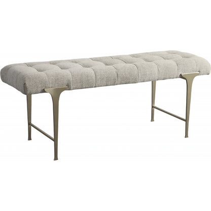 Imperial Bench by Uttermost in light gray and satin champagne. Made from iron, mdf, polyester, foam in a modern style.