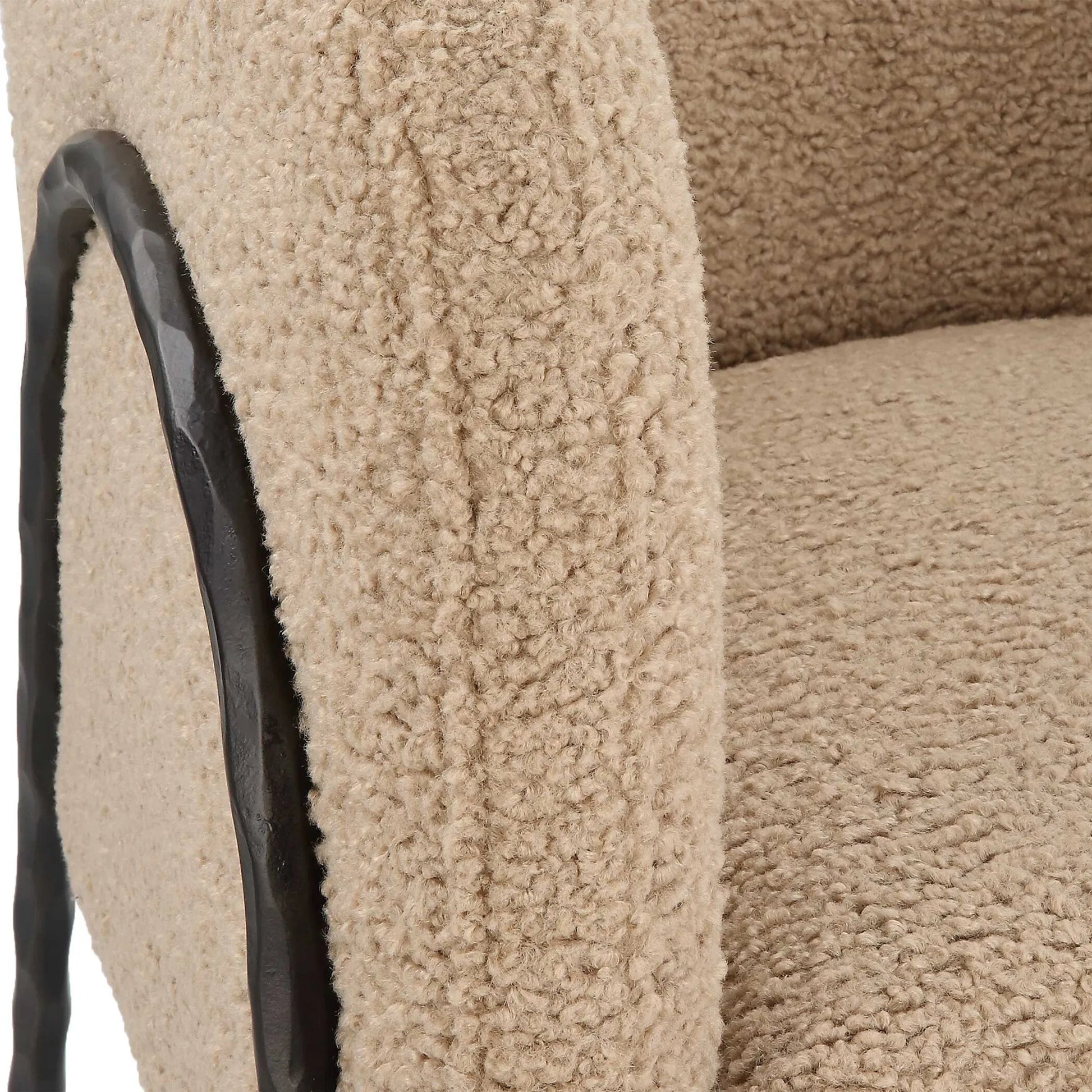 Jacobsen Shearling Accent Chair by Uttermost. Made from fabric, foam, plywood, iron in a modern style.