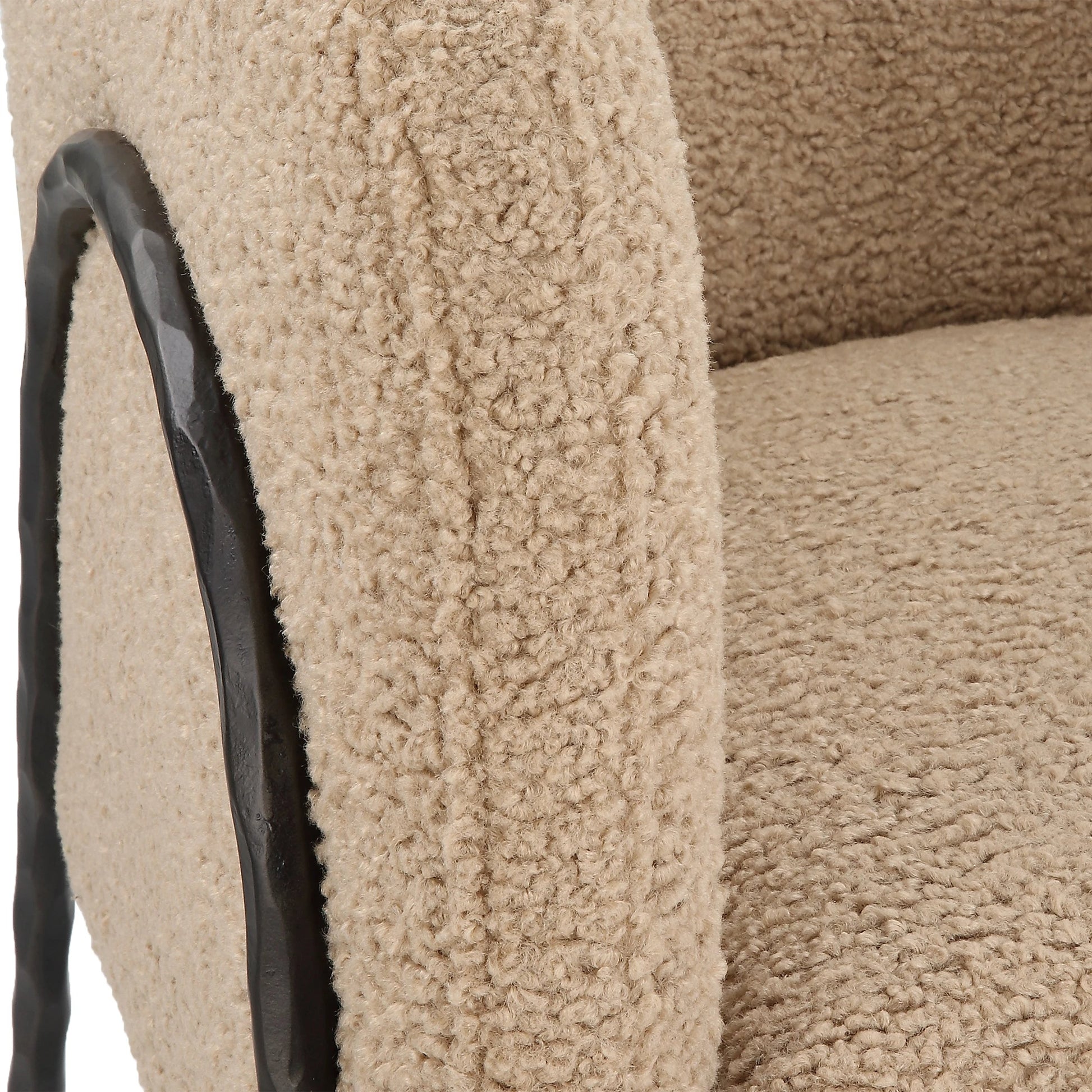 Jacobsen Shearling Accent Chair by Uttermost. Made from fabric, foam, plywood, iron in a modern style.