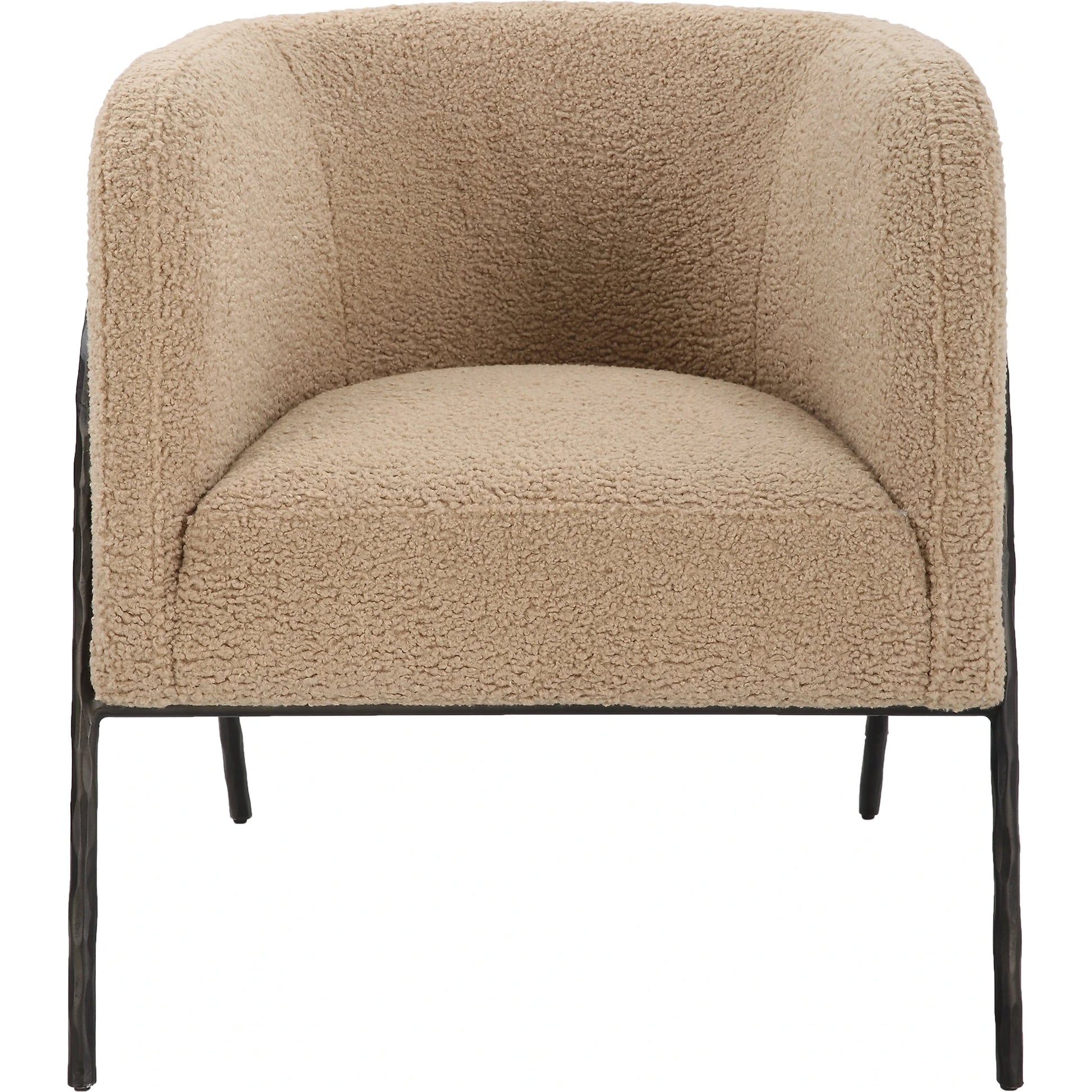 Jacobsen Shearling Accent Chair by Uttermost. Made from fabric, foam, plywood, iron in a modern style.