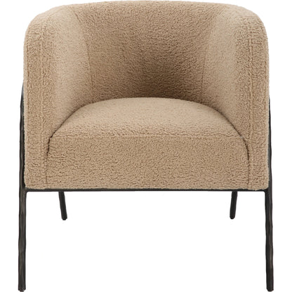 Jacobsen Shearling Accent Chair by Uttermost. Made from fabric, foam, plywood, iron in a modern style.