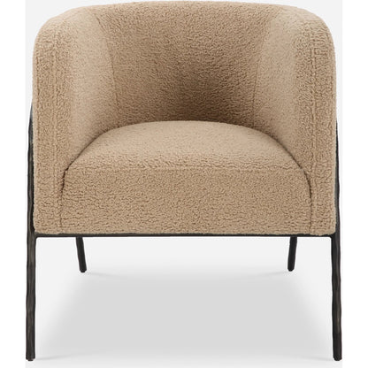 Jacobsen Shearling Accent Chair by Uttermost. Made from fabric, foam, plywood, iron in a modern style.
