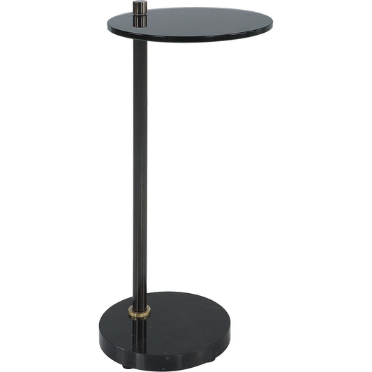 Steward Drink Table by Uttermost in black. Made from metal, marble in a modern style.