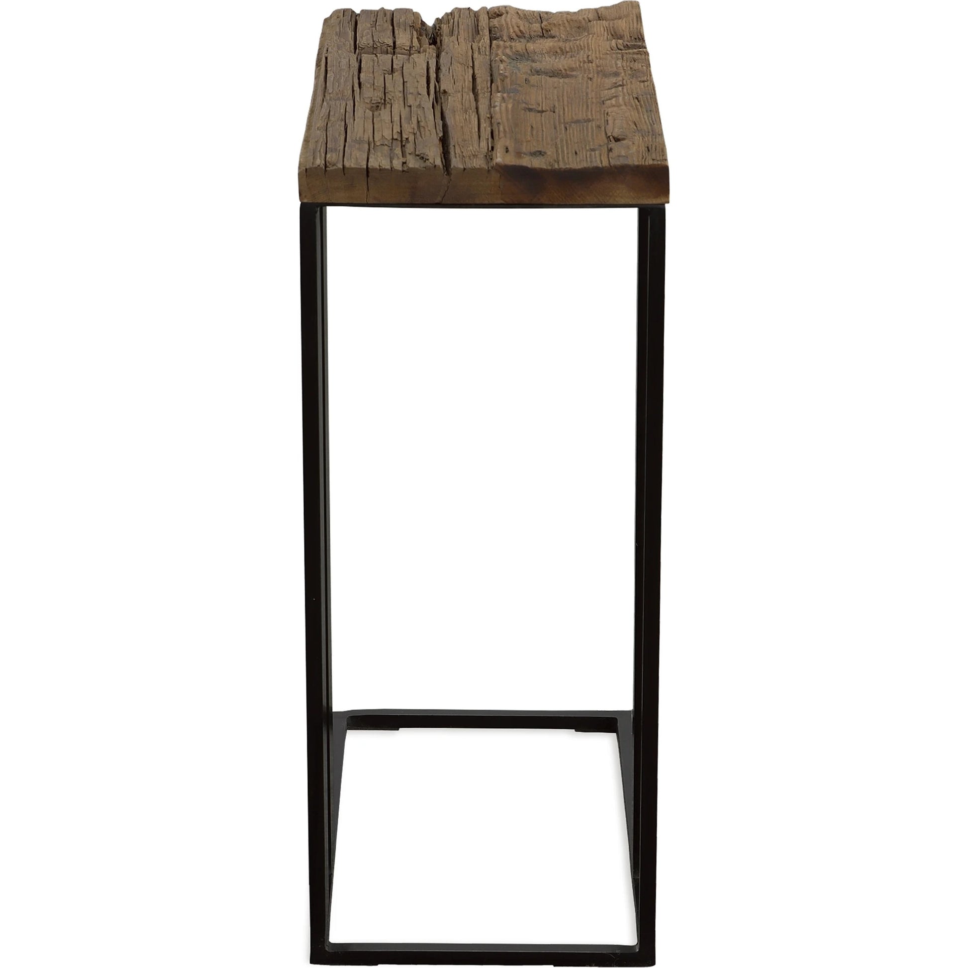 Union Accent Table by Uttermost in rustic brown. Made from wood, iron in a modern style.