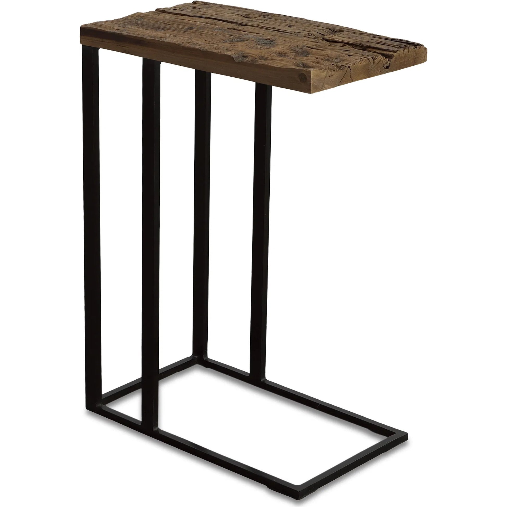 Union Accent Table by Uttermost in rustic brown. Made from wood, iron in a modern style.