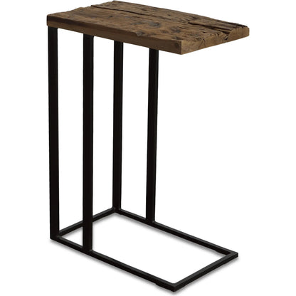 Union Accent Table by Uttermost in rustic brown. Made from wood, iron in a modern style.