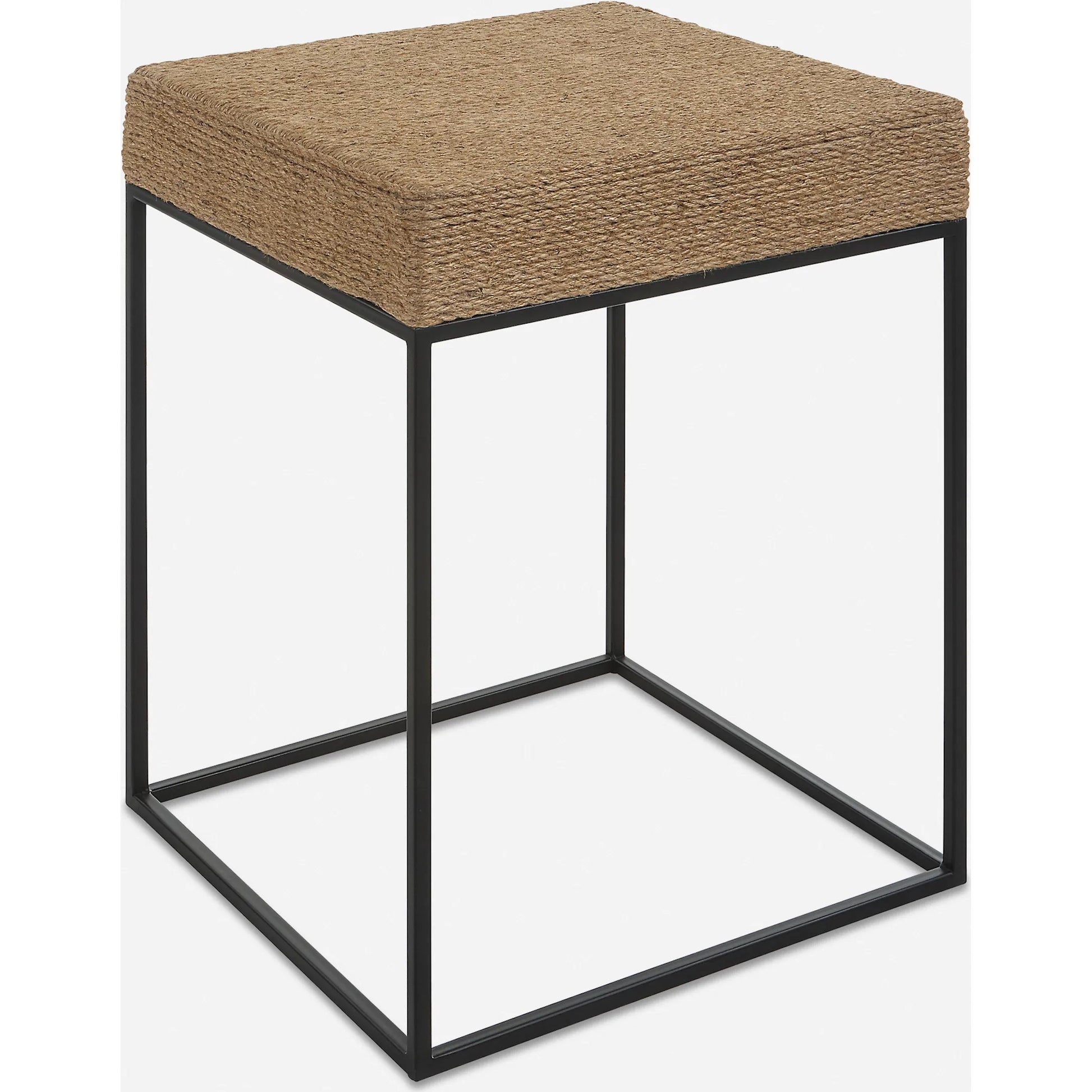 Laramie Accent Table by Uttermost. Made from mdf, iron, rope in a cottage & farmhouse style.