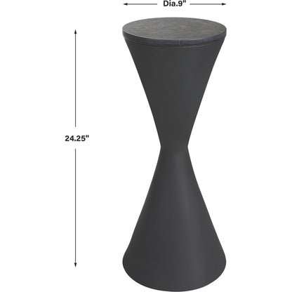 Time's Up Drink Table by Uttermost in matte black. Made from resin, marble, iron in a modern style.