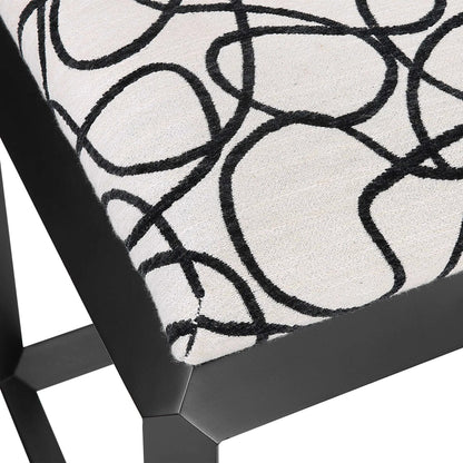 Curls Bench by Uttermost in stone gray and satin black. Made from iron, mdf, polyester, foam in a modern style.