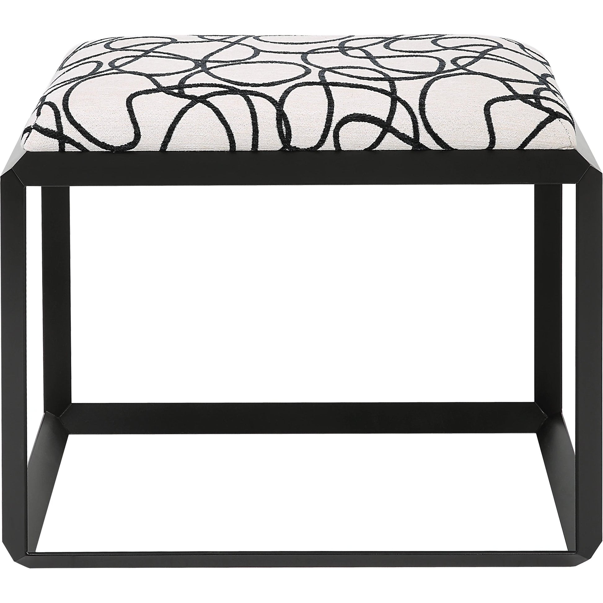 Curls Bench by Uttermost in stone gray and satin black. Made from iron, mdf, polyester, foam in a modern style.