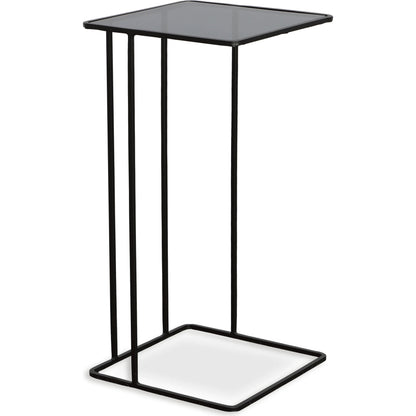 Cadmus Accent Table by Uttermost in black. Made from iron, glass in a modern style.