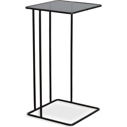 Cadmus Accent Table by Uttermost in black. Made from iron, glass in a modern style.