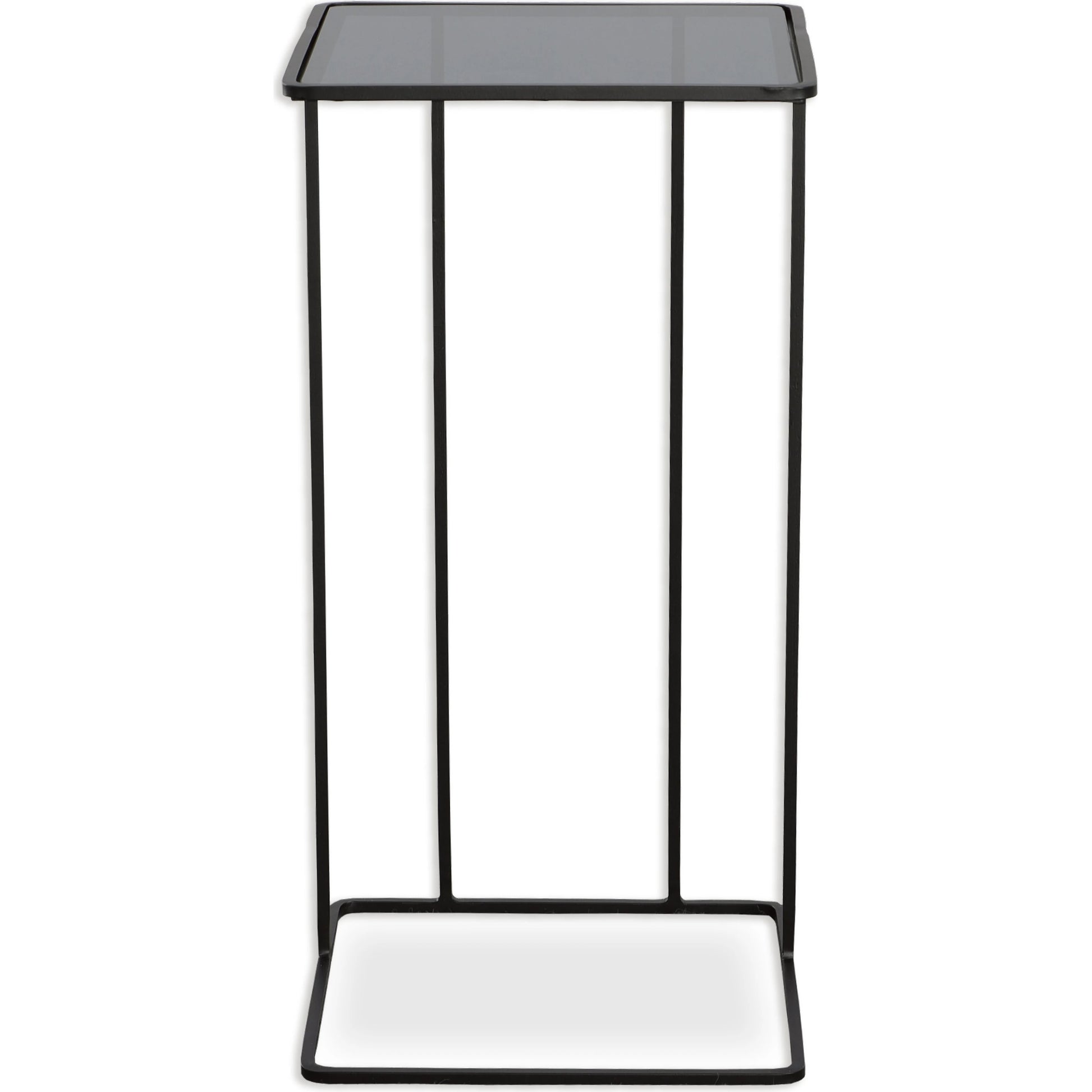 Cadmus Accent Table by Uttermost in black. Made from iron, glass in a modern style.