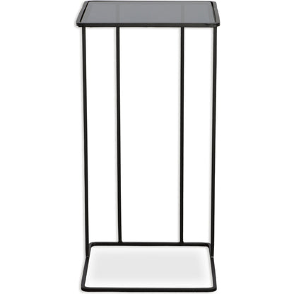 Cadmus Accent Table by Uttermost in black. Made from iron, glass in a modern style.