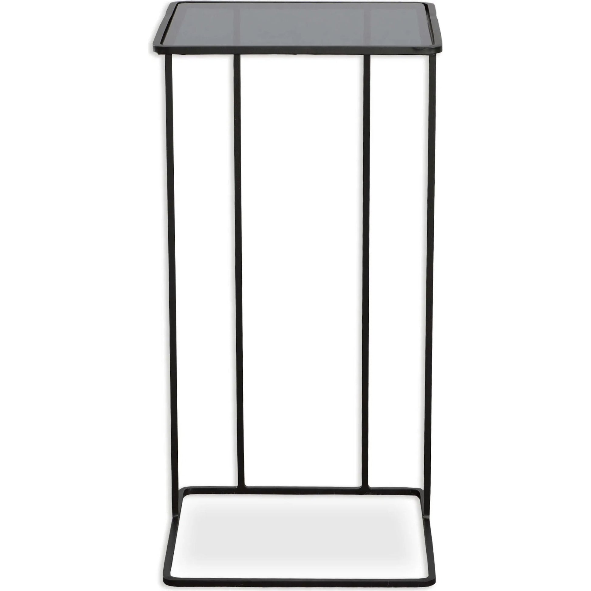 Cadmus Accent Table by Uttermost in black. Made from iron, glass in a modern style.
