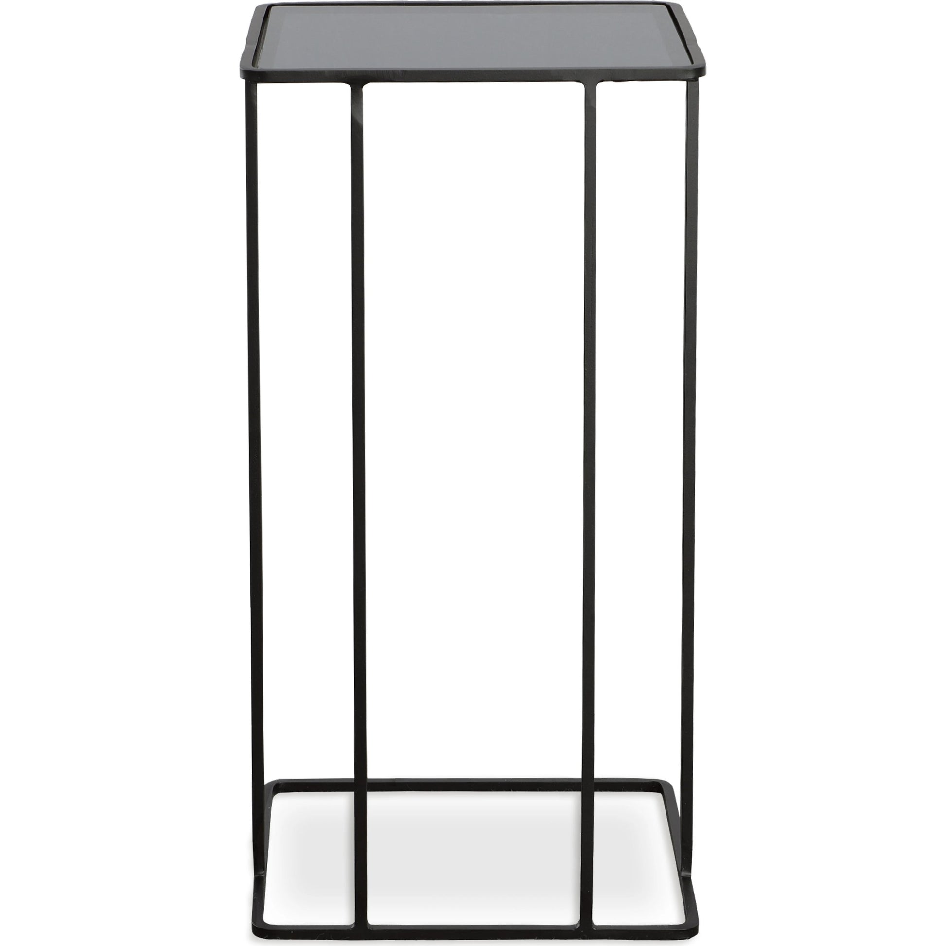 Cadmus Accent Table by Uttermost in black. Made from iron, glass in a modern style.