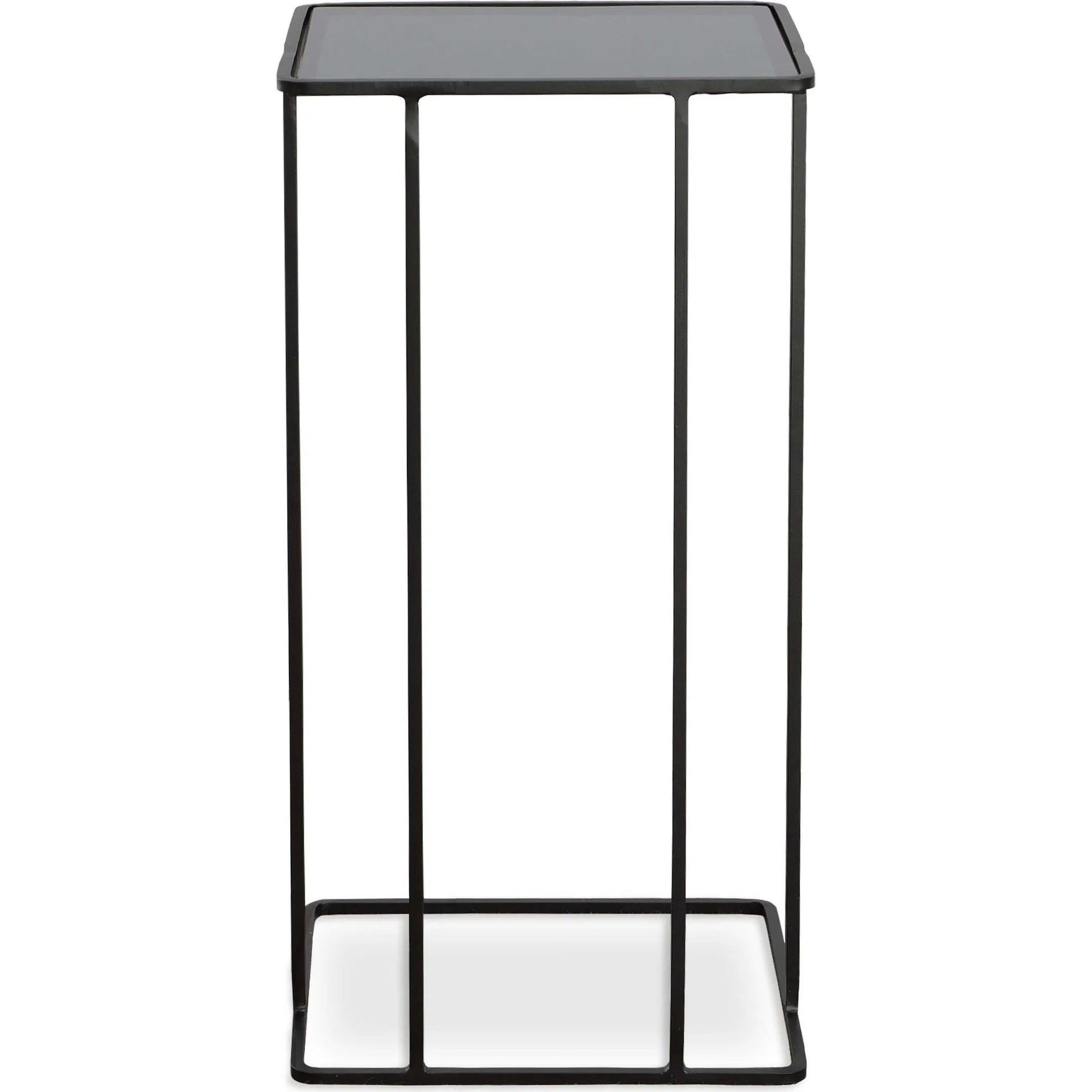 Cadmus Accent Table by Uttermost in black. Made from iron, glass in a modern style.
