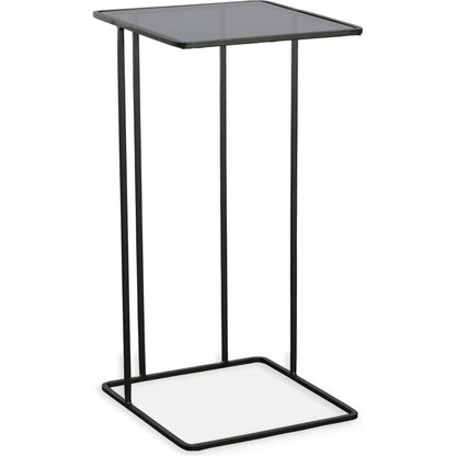 Cadmus Accent Table by Uttermost in black. Made from iron, glass in a modern style.