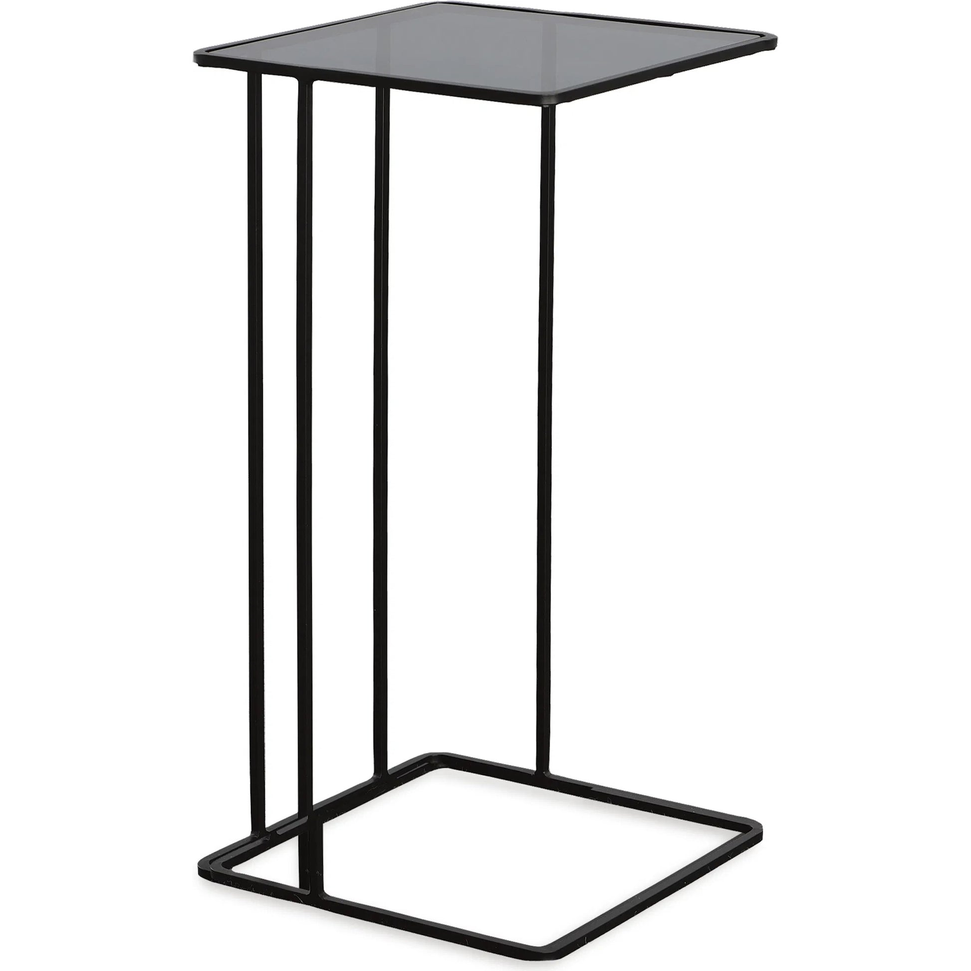Cadmus Accent Table by Uttermost in black. Made from iron, glass in a modern style.
