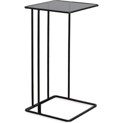 Cadmus Accent Table by Uttermost in black. Made from iron, glass in a modern style.