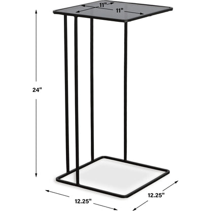 Cadmus Accent Table by Uttermost in black. Made from iron, glass in a modern style.