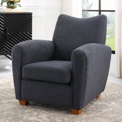 Teddy Accent Chair by Uttermost in walnut. Made from rubber wood, plywood, fabric, foam in a modern style.