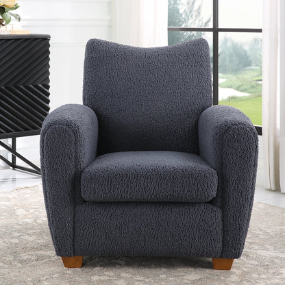 Teddy Accent Chair by Uttermost in walnut. Made from rubber wood, plywood, fabric, foam in a modern style.