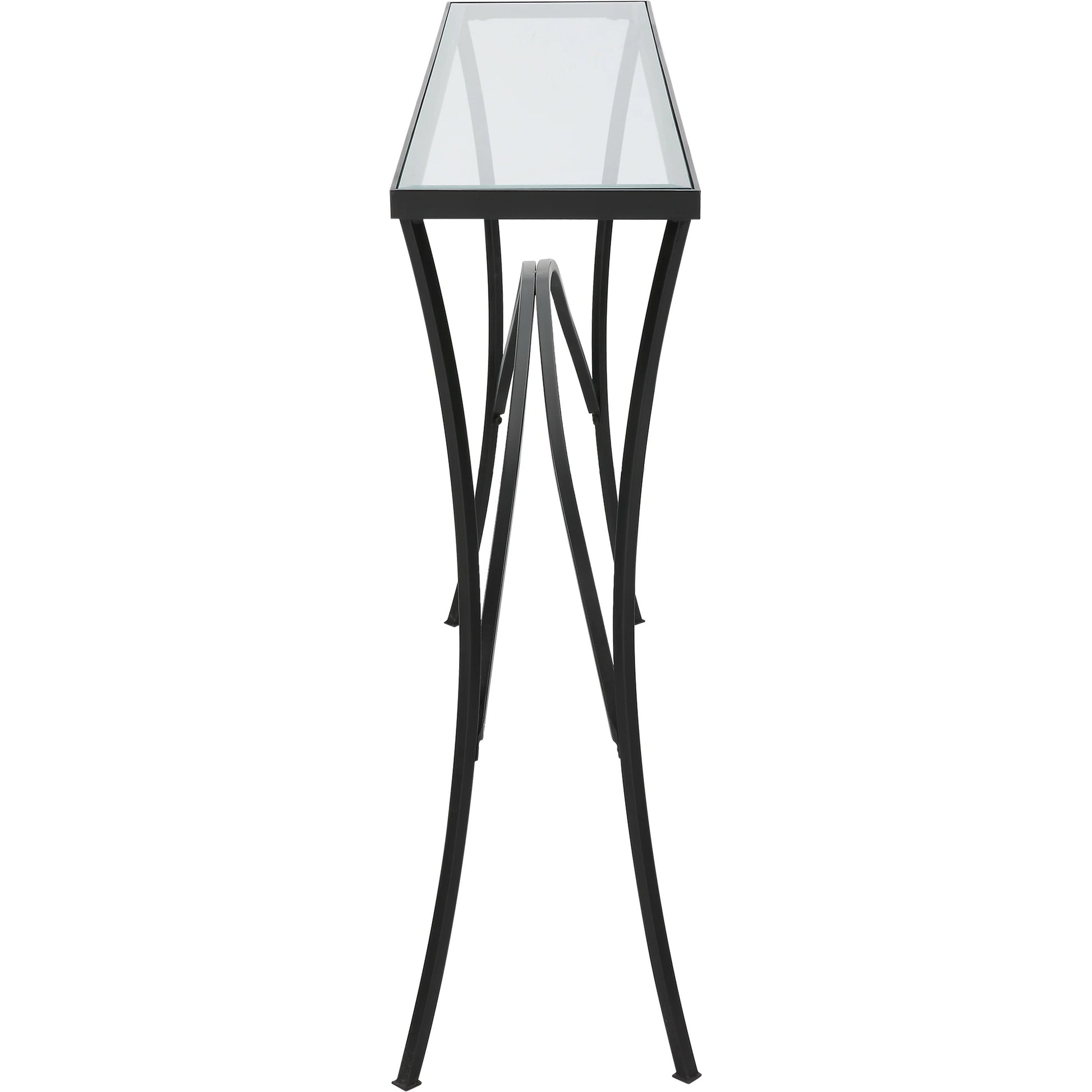Alayna Console Table by Uttermost in black. Made from metal, tempered glass in a modern style.