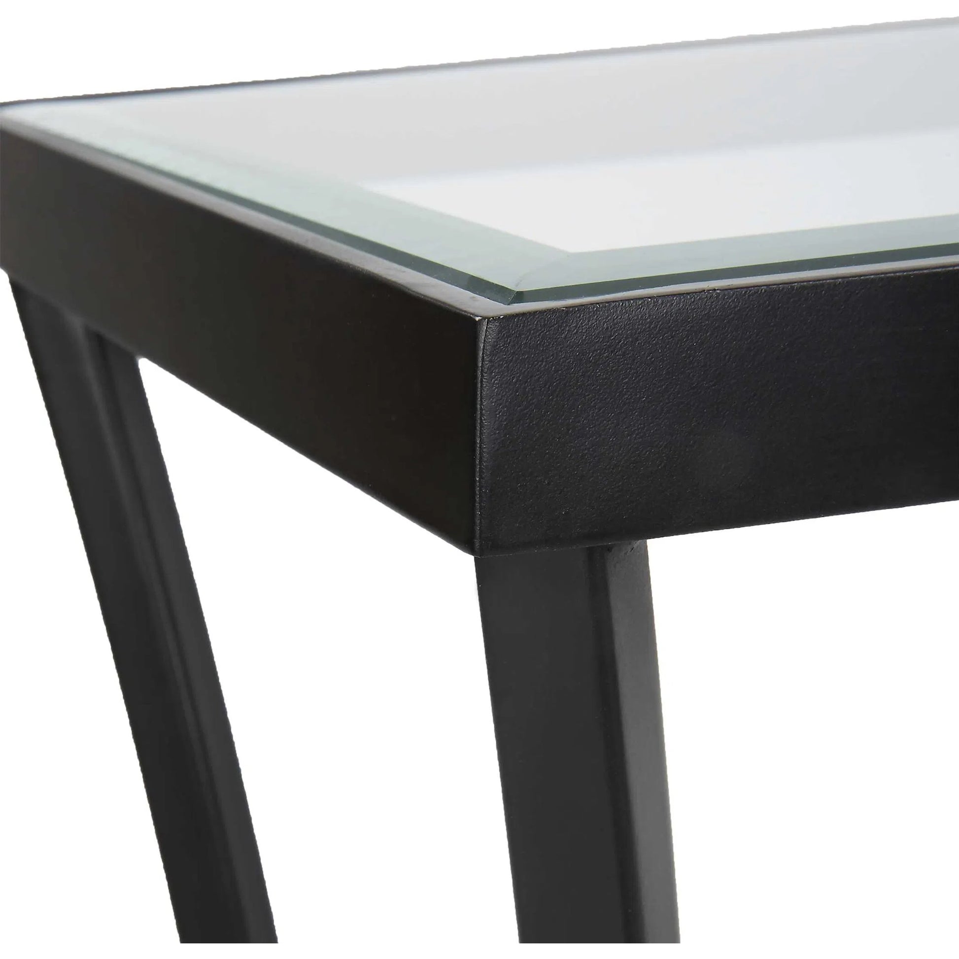 Alayna Console Table by Uttermost in black. Made from metal, tempered glass in a modern style.