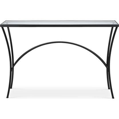 Alayna Console Table by Uttermost in black. Made from metal, tempered glass in a modern style.