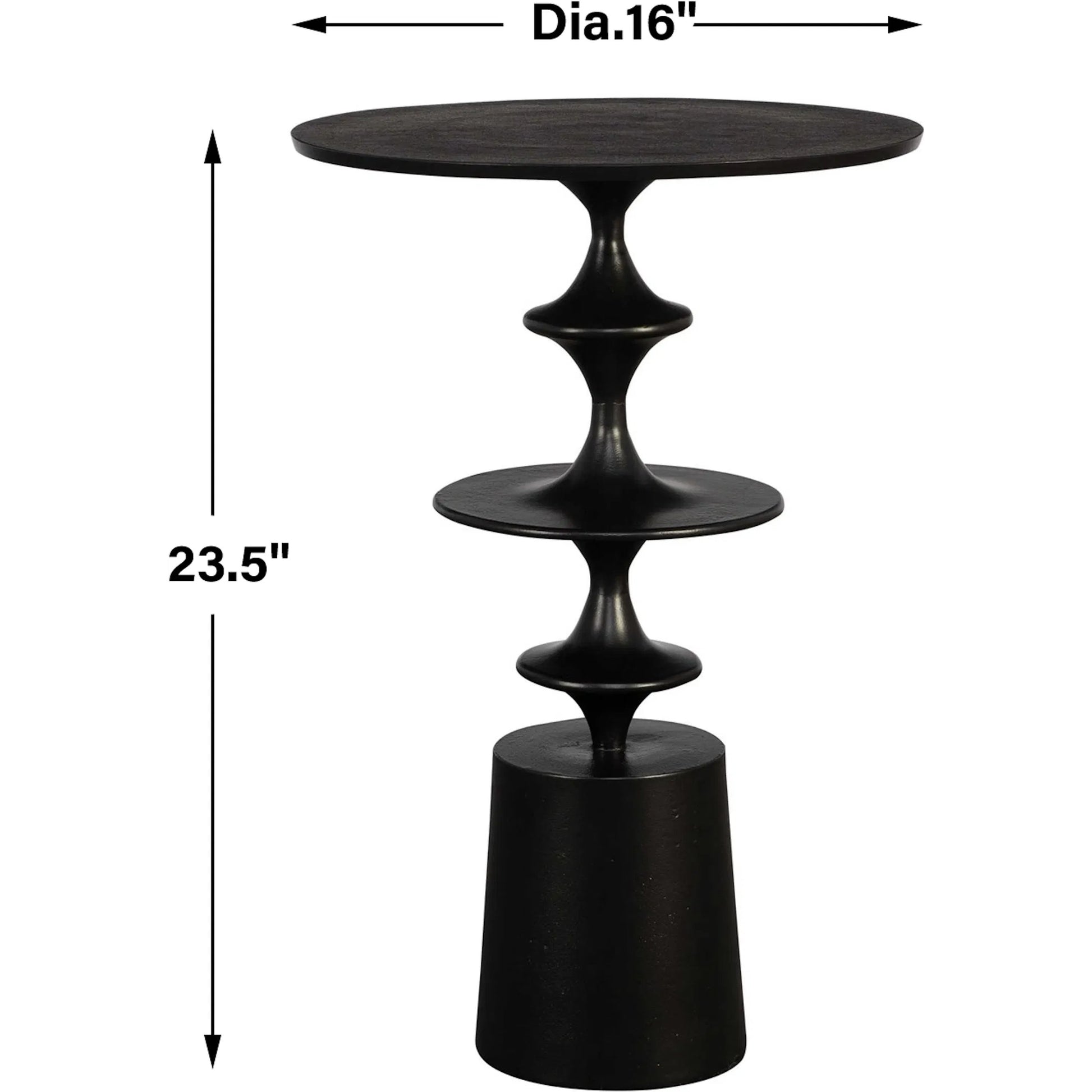 Flight Textured Accent Table by Uttermost in black. Made from aluminum in a modern style.