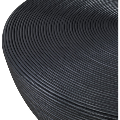 Bongo Coffee Table by Uttermost in black. Made from core with fabric furing in a modern style.