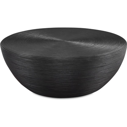 Bongo Coffee Table by Uttermost in black. Made from core with fabric furing in a modern style.