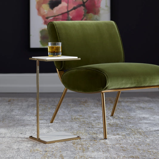 Elevate Drink Table by Uttermost in brass. Made from marble, steel in a modern style.