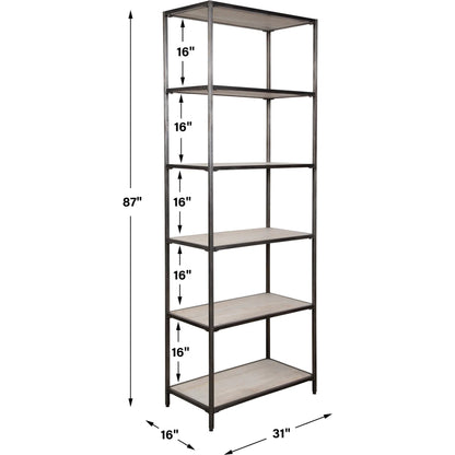 Baldwin Industrial Etagere by Uttermost in iron. Made from wood, iron in a modern style.