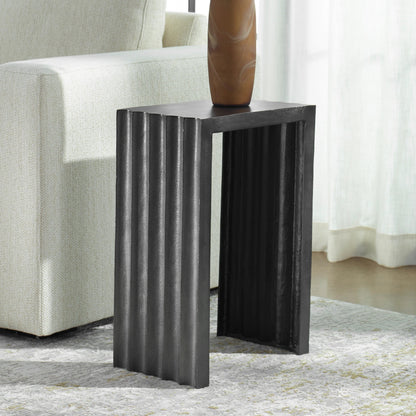 In the Groove Accent Table by Uttermost in nickel. Made from aluminum in a modern style.