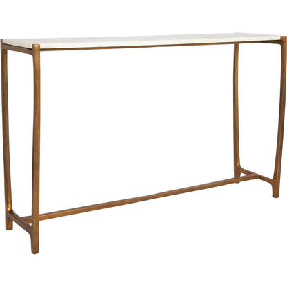 Affinity Console Table by Uttermost in gold. Made from marble, aluminum in a modern style.
