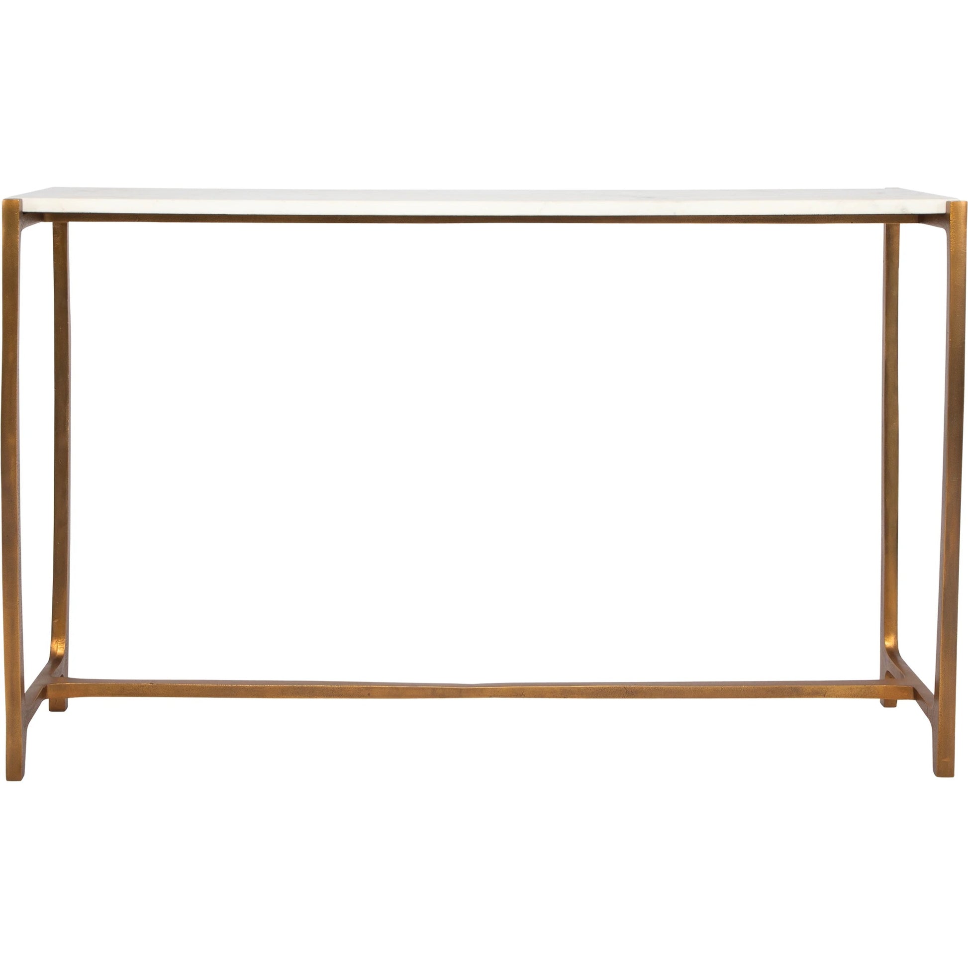 Affinity Console Table by Uttermost in gold. Made from marble, aluminum in a modern style.