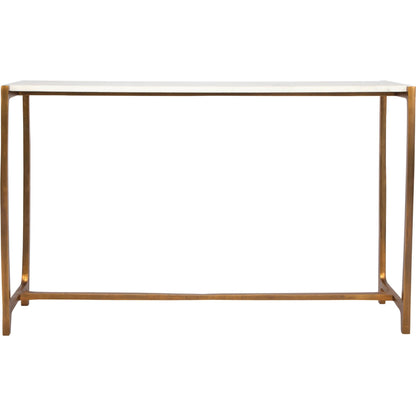 Affinity Console Table by Uttermost in gold. Made from marble, aluminum in a modern style.
